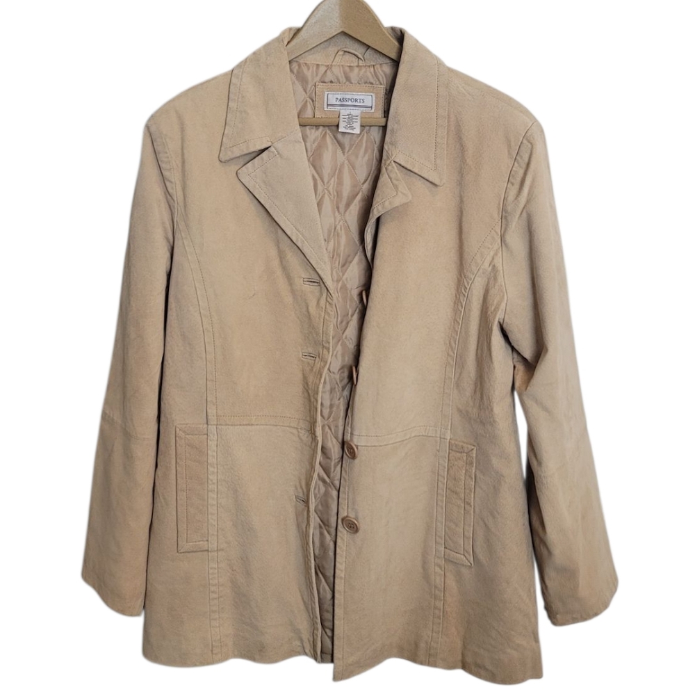 Vintage Passports Genuine Leather Suede Blazer Jacket